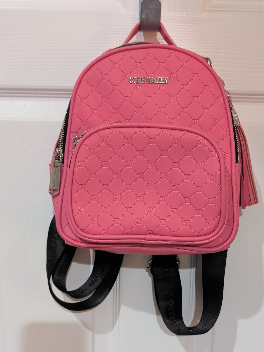 Steve Madden Hot Pink Quilted Mini Backpack with Tassel